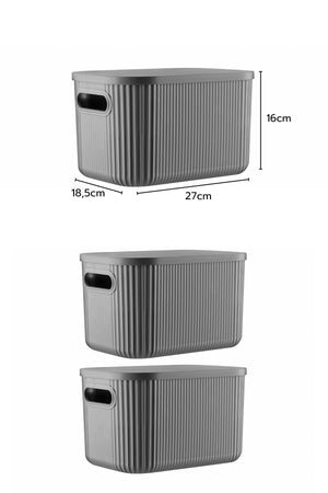 3'Lü Set Çok Amaçlı Dekoratif Düzenleyici Depolama Kutusu 6,2LT - Justyol