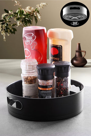 360 Derece Dönen Gri Banyo&buzdolabı Düzenleyici Tepsi - Justyol