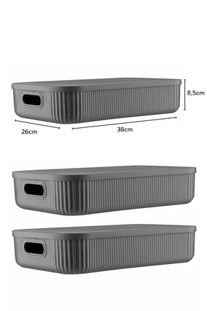 3'Lü Set Çok Amaçlı Dekoratif Düzenleyici Depolama Kutusu 6,8LT - Justyol