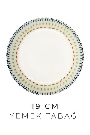 18 Parça 6 Kişilik Zen Mandalası Porselen Yemek Takımı - New Bone Yemek Seti - Justyol