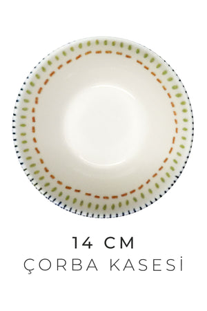 18 Parça 6 Kişilik Zen Mandalası Porselen Yemek Takımı - New Bone Yemek Seti - Justyol