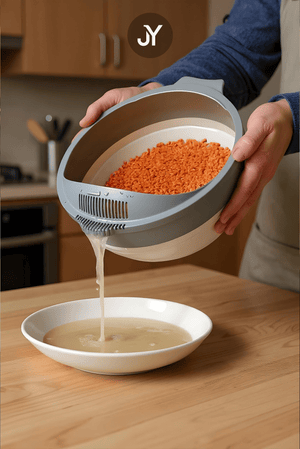 3'ü 1 Arada Katlanabilen Mikser Karıştırma Kabı, Süzgeç, Badya 4 Parça Mutfak Hazırlık ve Çeyiz Seti - Justyol