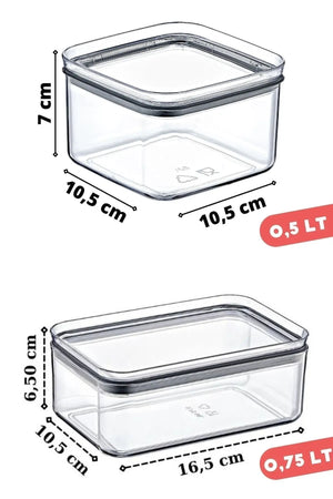 6'lı Set Silikon Conta Kapaklı Etiketli Kahvaltı & Çerezlik Takımı X3 0,75 Lt / X3 0,5 Lt - Justyol