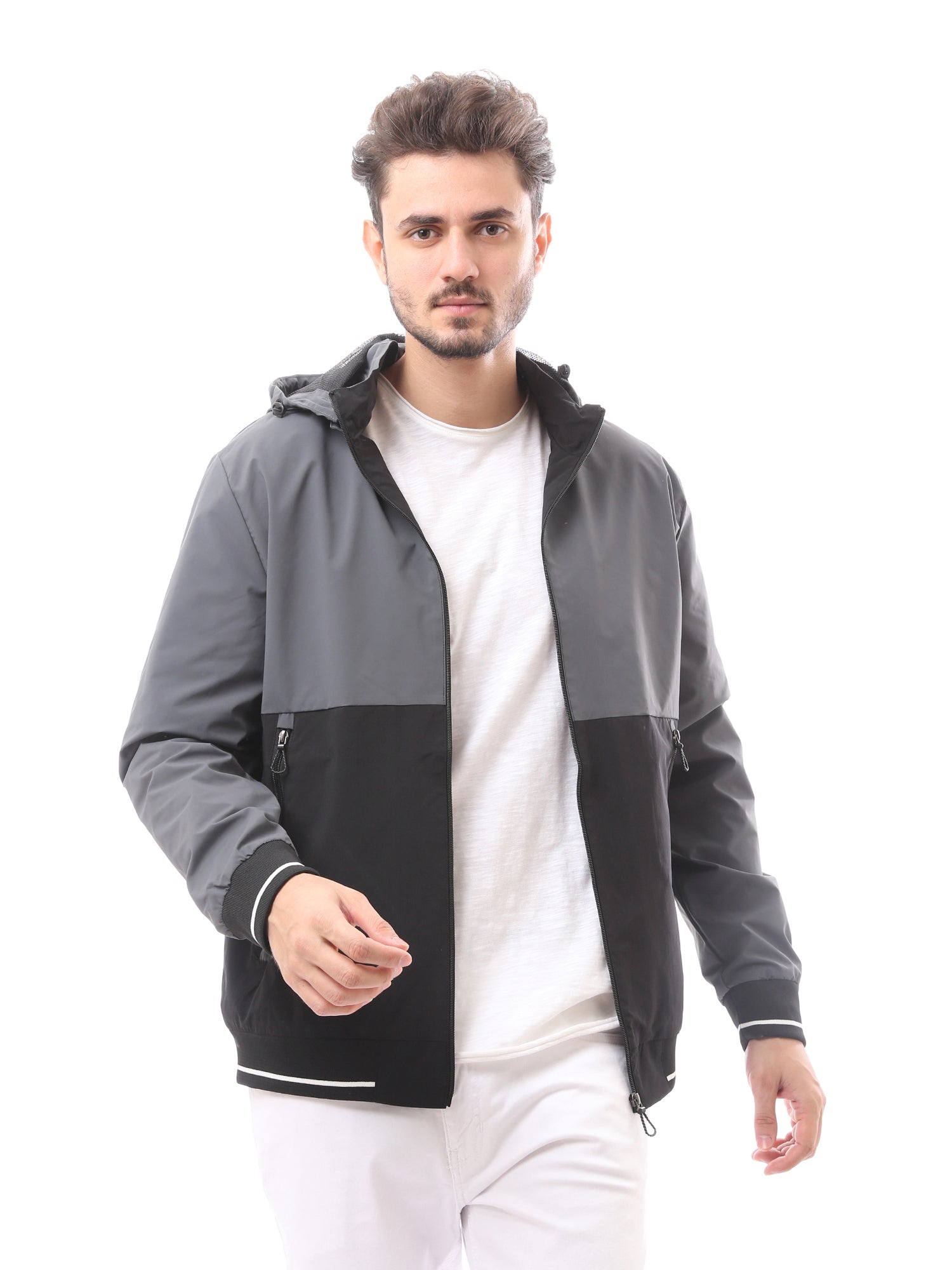 جاكيت رجالي خفيف بسحاب وتصميم عملي -JAC24WWCL28394TM1