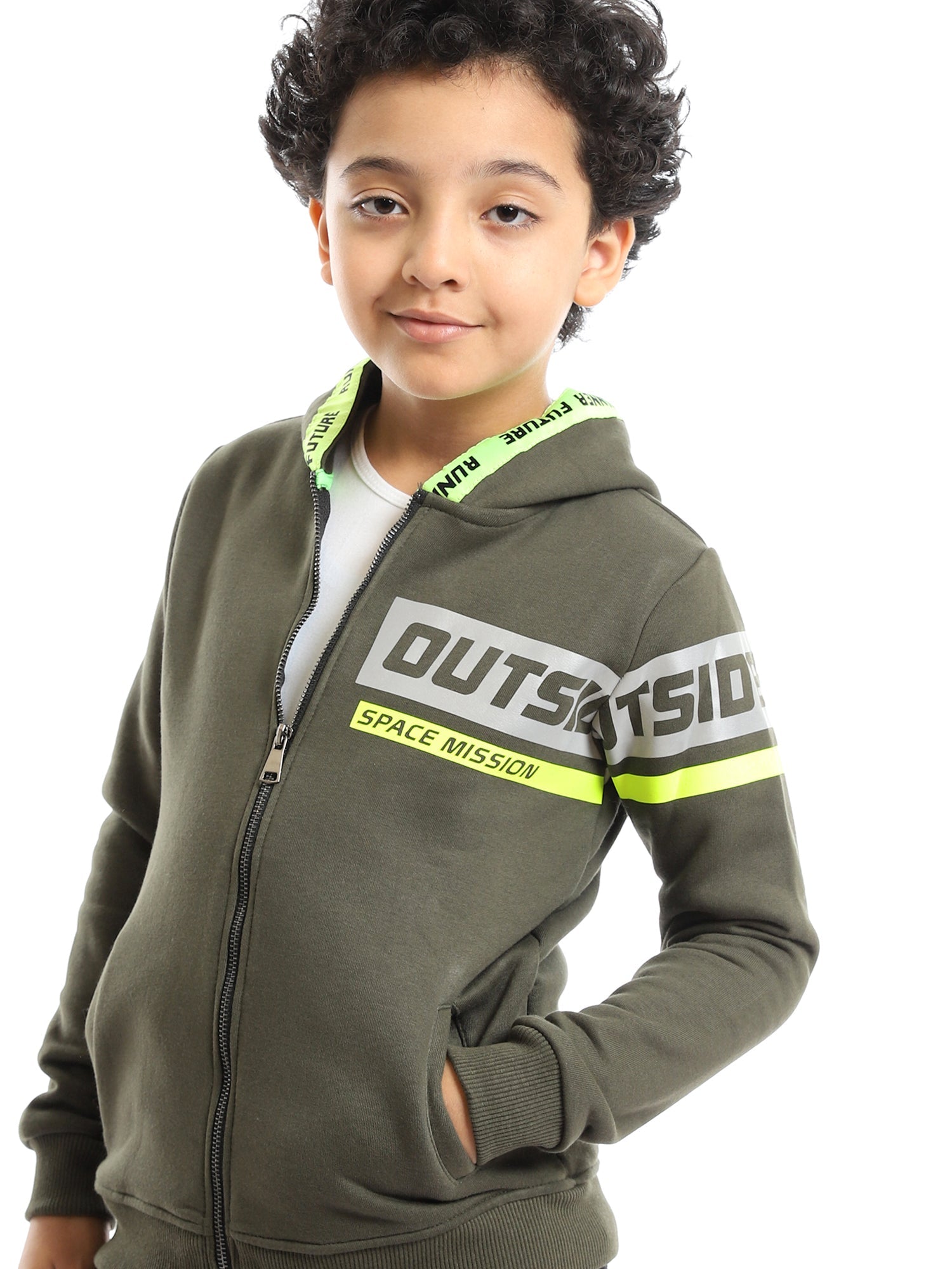 Sweatshirt à Capuche Garçon avec Fermeture Éclair - Design Moderne -SWS23WMIL31424TB1