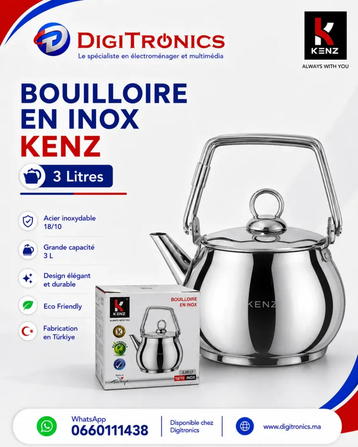 Kenz Bouilloire en Inox 3 Litres