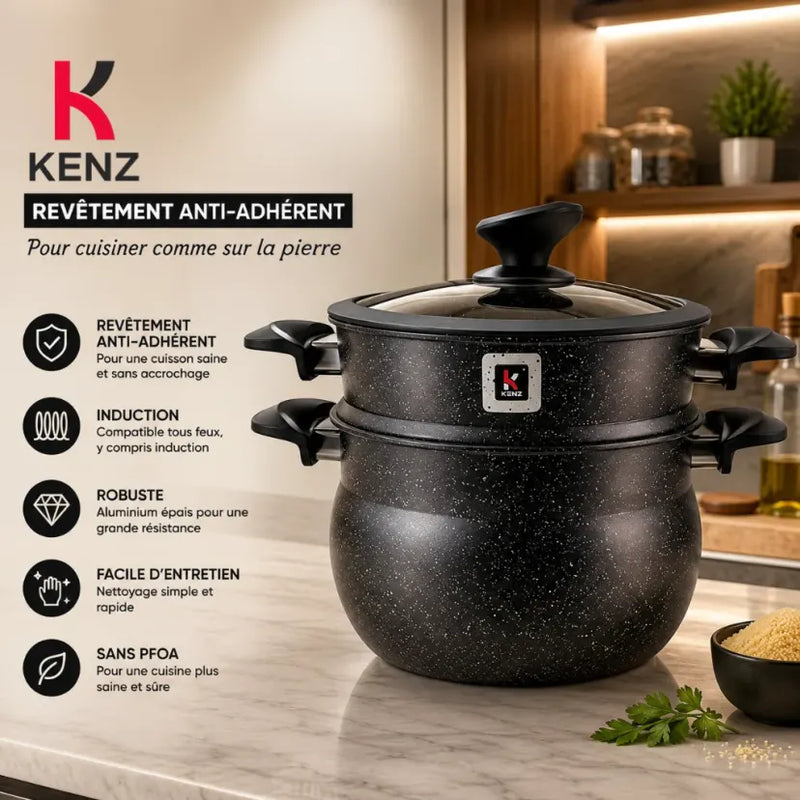 Kenz Couscoussier 4L Revêtement Antiadhérent Effet Pierre
