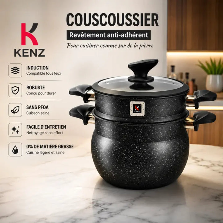 Kenz Couscoussier 6L Revêtement Antiadhérent Effet Pierre