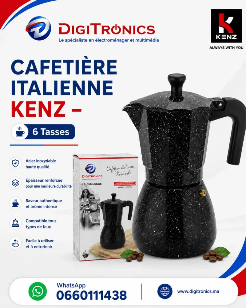 Kenz Cafetière Italienne 6 Tasses Effet Pierre