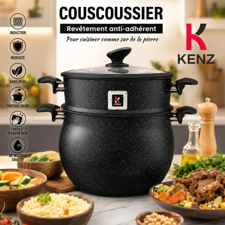 Kenz Couscoussier 10L Revêtement Antiadhérent Effet Pierre