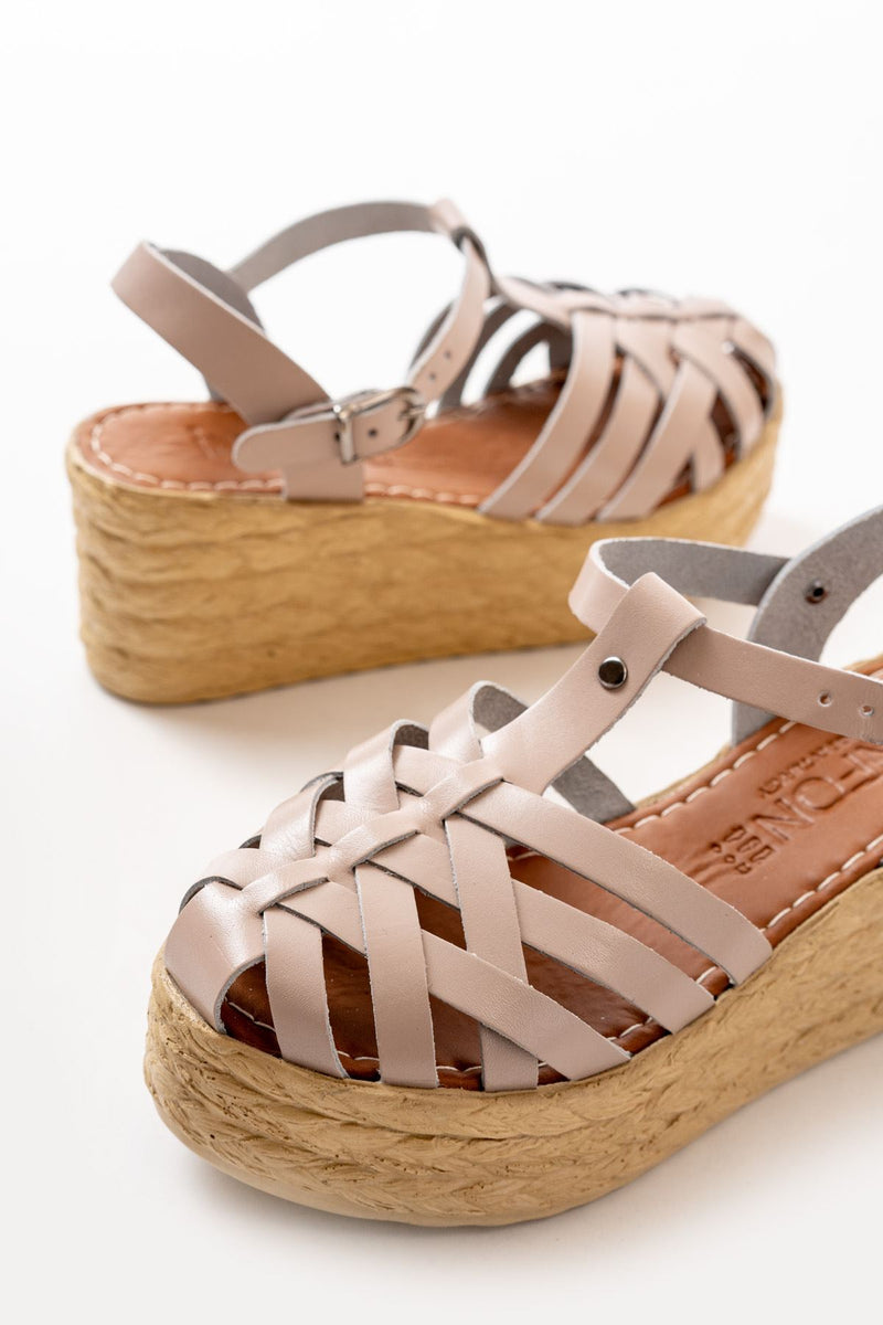 Sandales Compensées Femme en Cuir Véritable Orthopédiques 7 cm