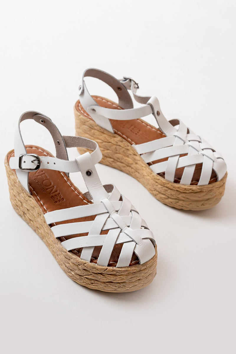 Sandales Compensées Femme en Cuir Véritable Orthopédiques 7 cm