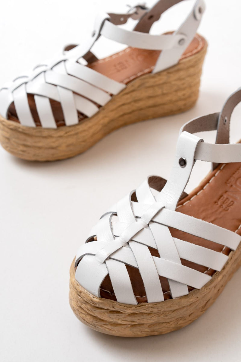 Sandales Compensées Femme en Cuir Véritable Orthopédiques 7 cm