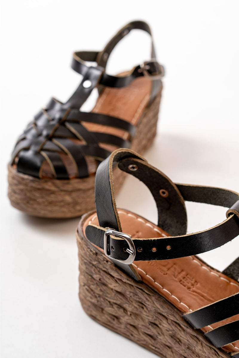 Sandales Compensées Femme en Cuir Véritable Orthopédiques 7 cm
