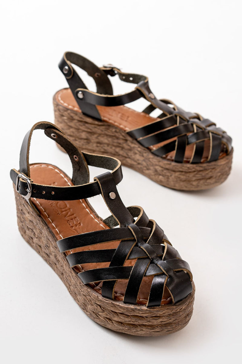 Sandales Compensées Femme en Cuir Véritable Orthopédiques 7 cm