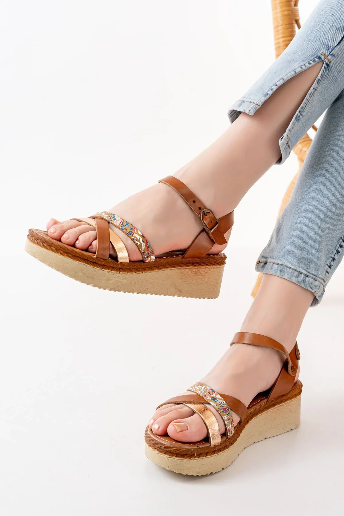 730-015Sandales femme orthopédiques en cuir véritable - Justyol