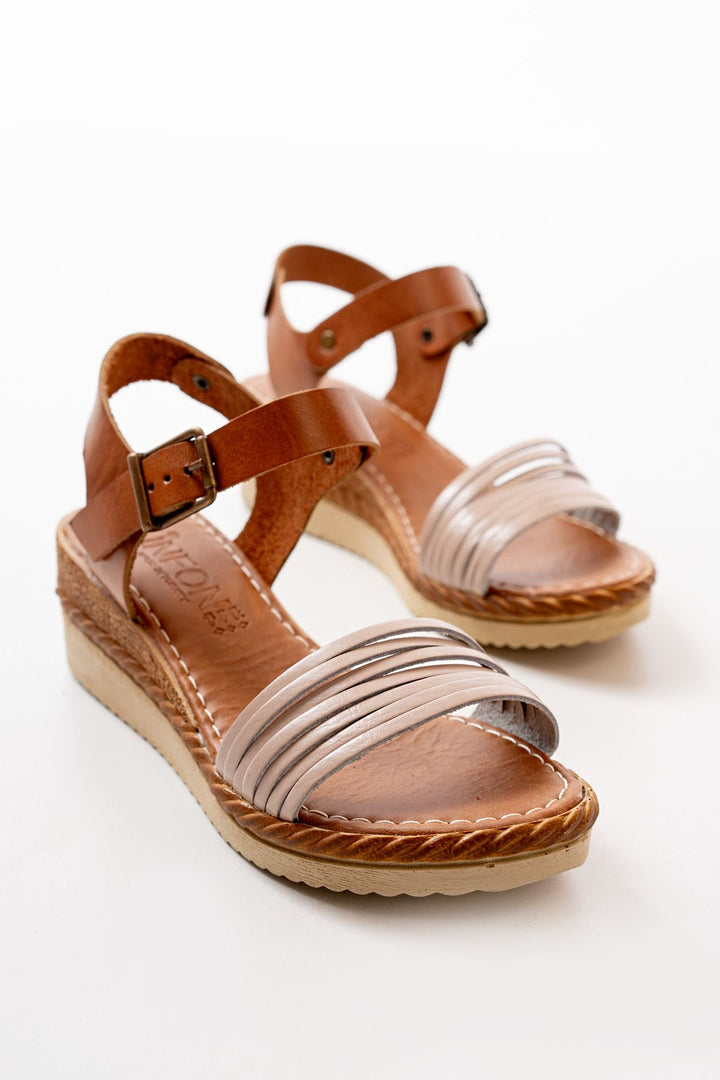 731-07Sandales femme orthopédiques en cuir véritable à semelle compensée