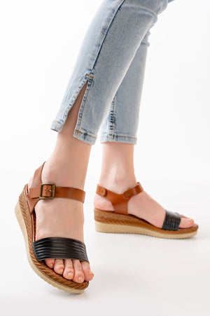 731 - 07ortopedik hakiki deri dolgu kadin sandalet - Justyol