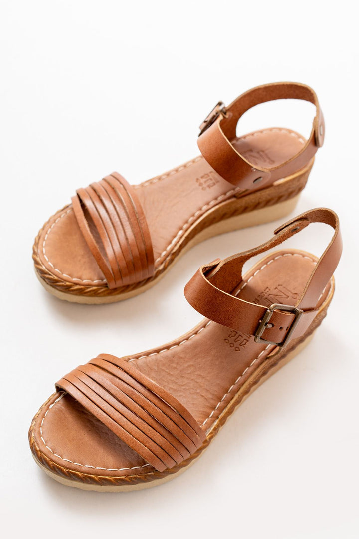 Sandales pour femme à semelle compensée, en cuir véritable, orthopédiques - 731-07