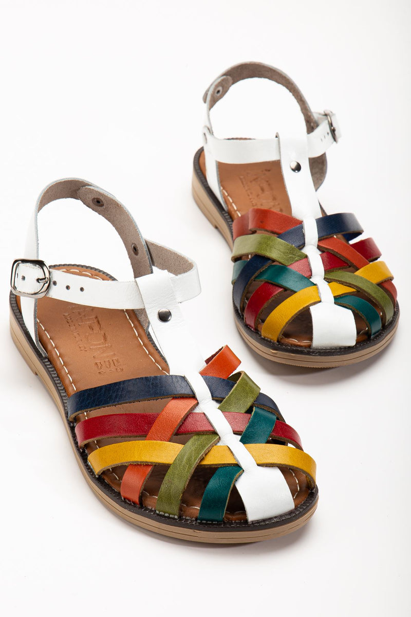 205-02 Sandales orthopédiques femme en cuir véritable marron