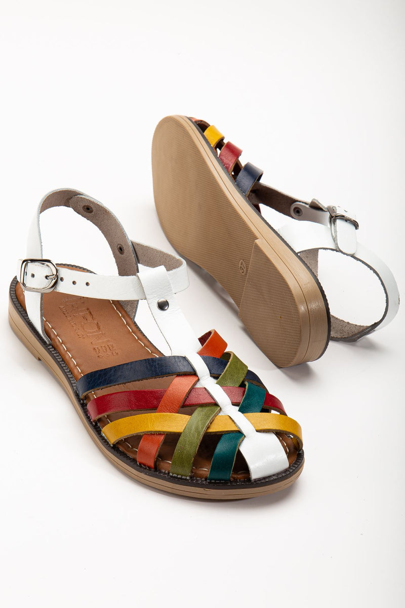 205-02 Sandales orthopédiques femme en cuir véritable marron