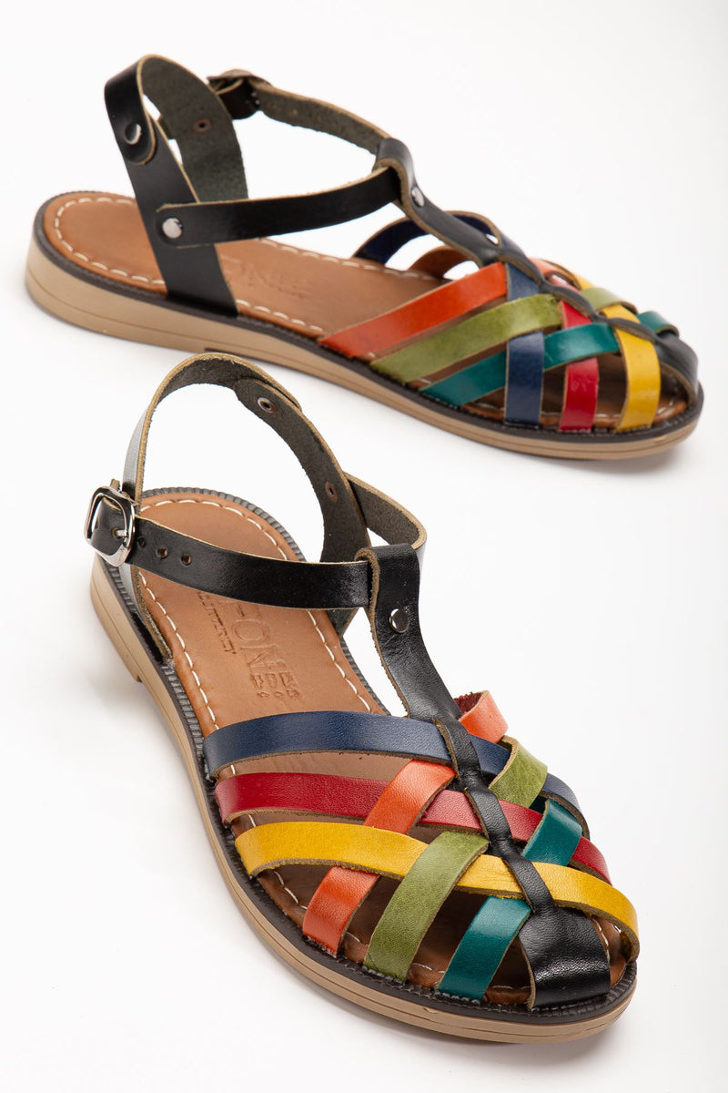 205-02 Sandales orthopédiques femme en cuir véritable marron