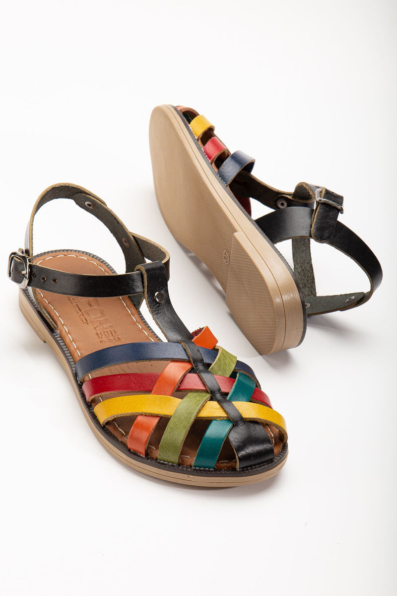 205-02 Sandales orthopédiques femme en cuir véritable marron