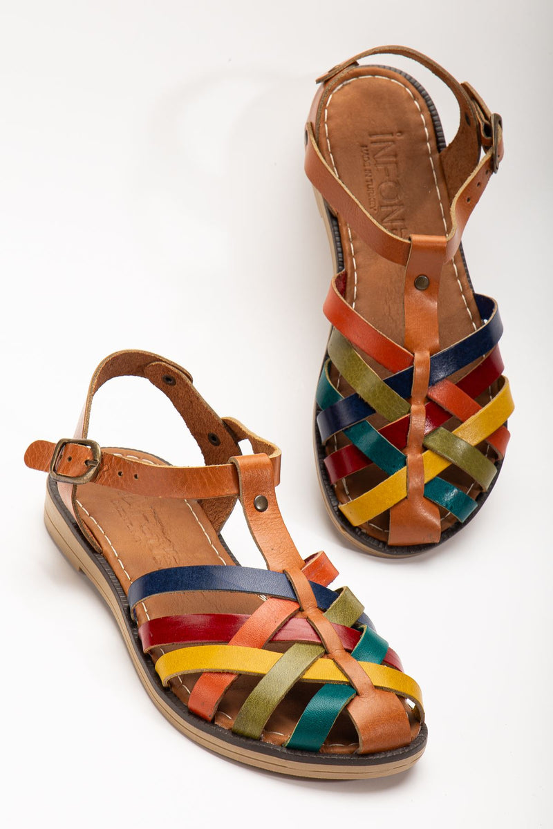205-02 Sandales orthopédiques femme en cuir véritable marron