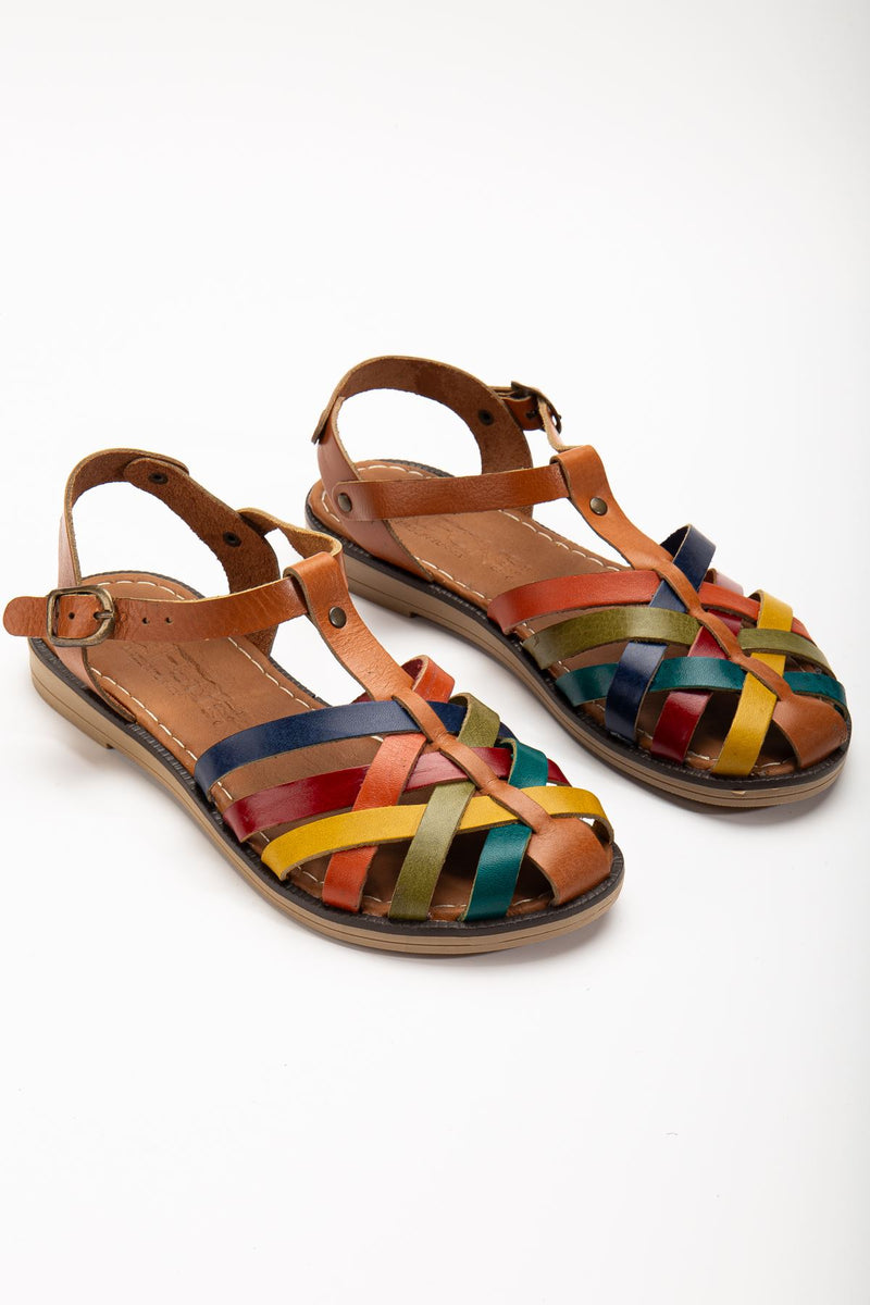 205-02 Sandales orthopédiques femme en cuir véritable marron