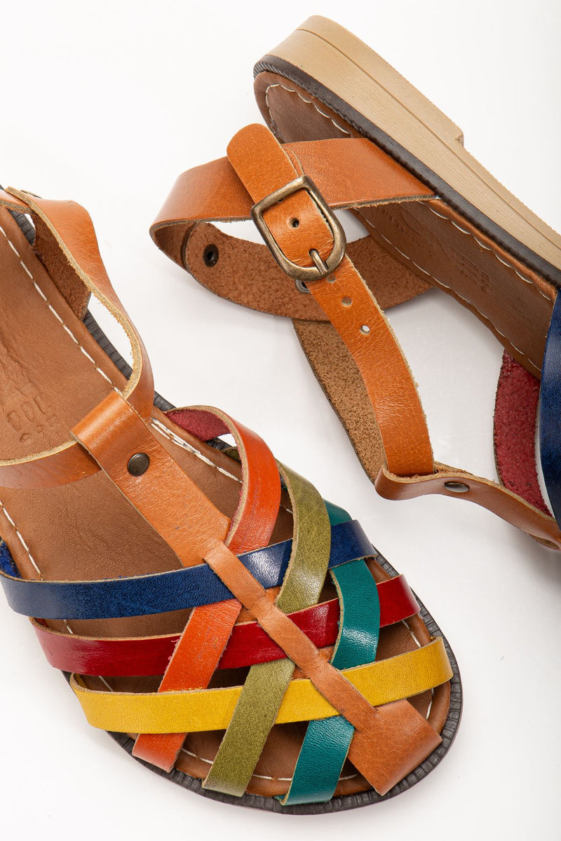 205-02 Sandales orthopédiques femme en cuir véritable marron
