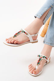 152 - 1110multi taşli parmak arasi kadin sandalet - Justyol