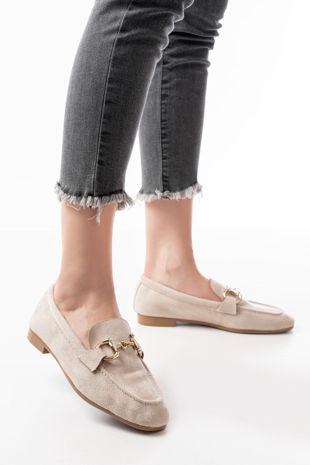 303süet toka aksesuarli günlük kadin babet - Justyol