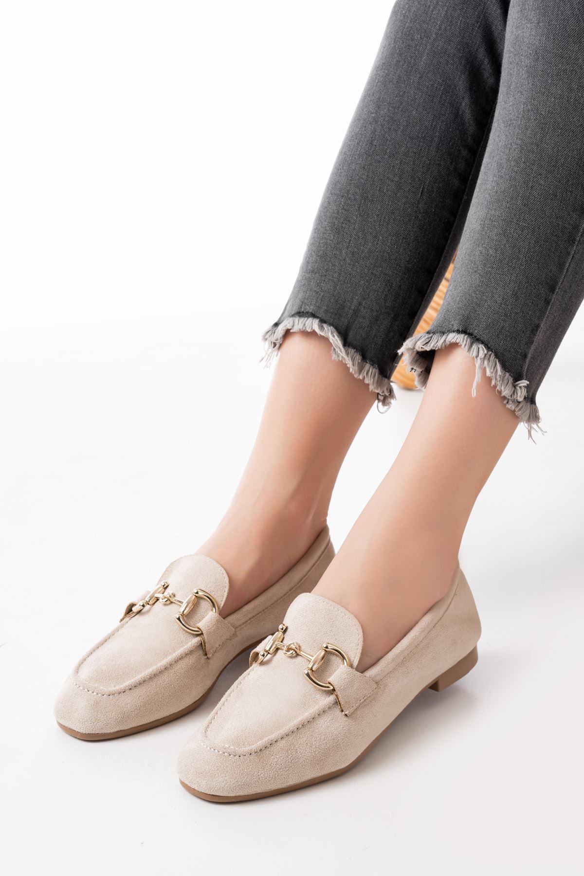 303süet toka aksesuarli günlük kadin babet - Justyol