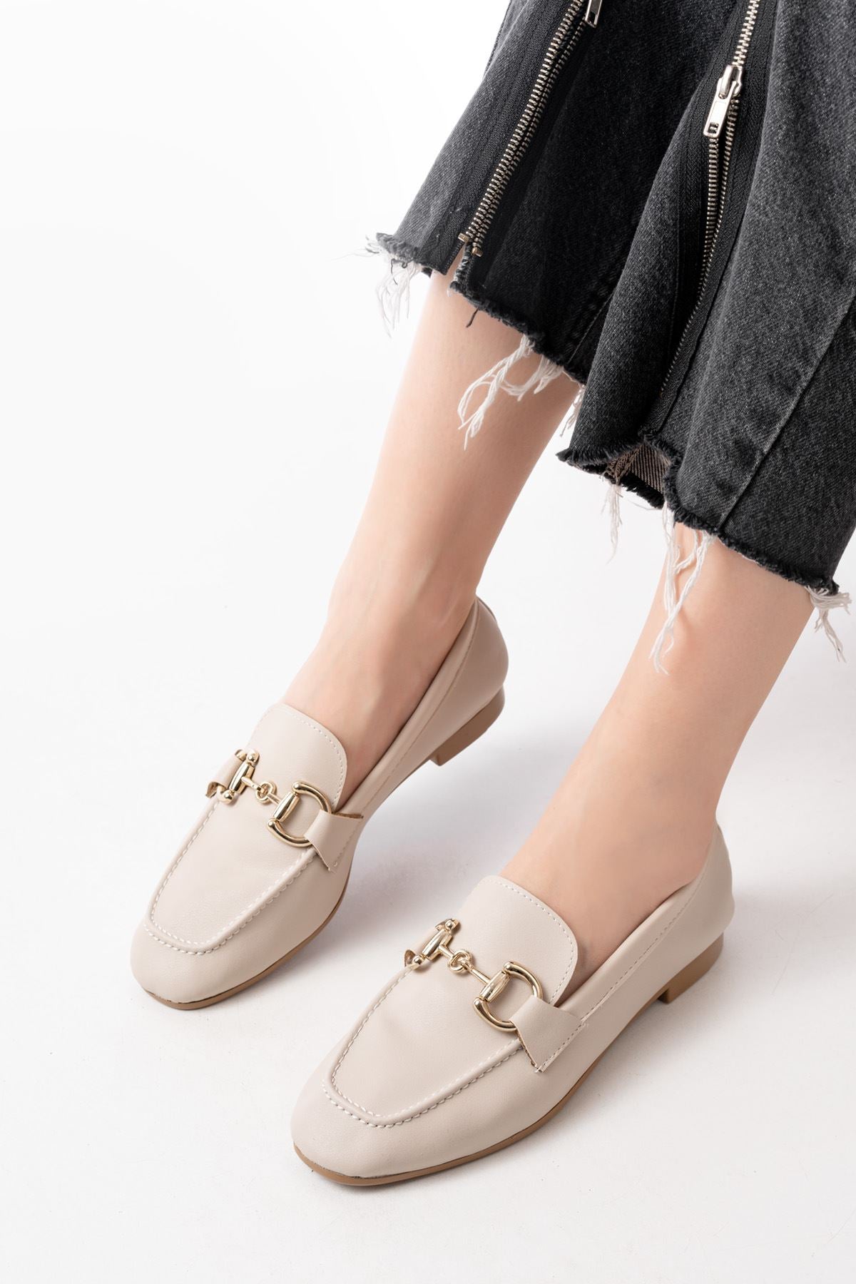 303süet toka aksesuarli günlük kadin babet - Justyol