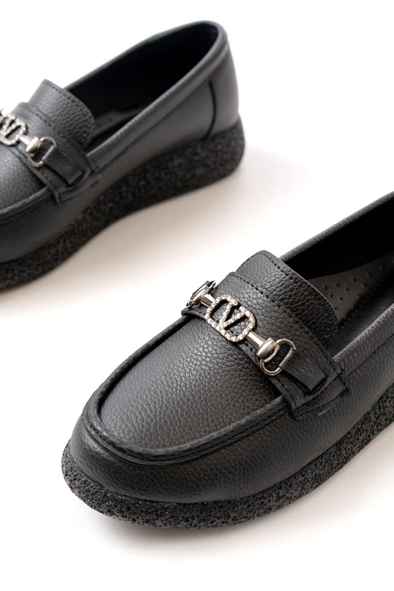 Mocassins Femme à Bijou Strass – Petit Talon 1,5 cm