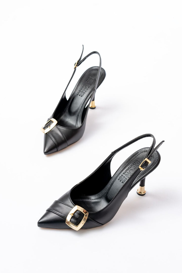 inf-1151Escarpins Slingback Femme Noirs à Talon 11 cm