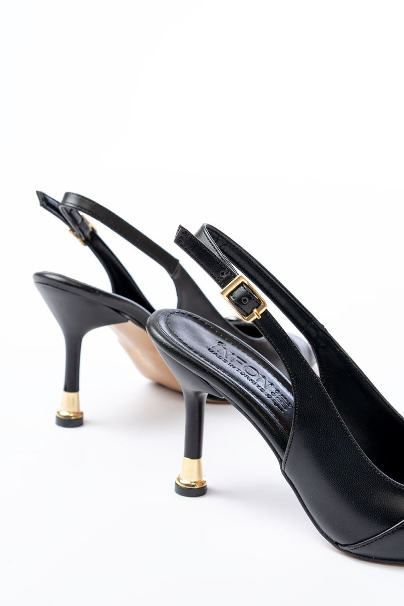 inf-1151Escarpins Slingback Femme Noirs à Talon 11 cm