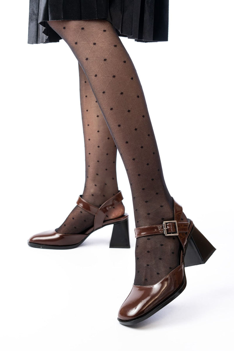 inf-40450Escarpins Femme Vernis à Talon et Bride Arrière