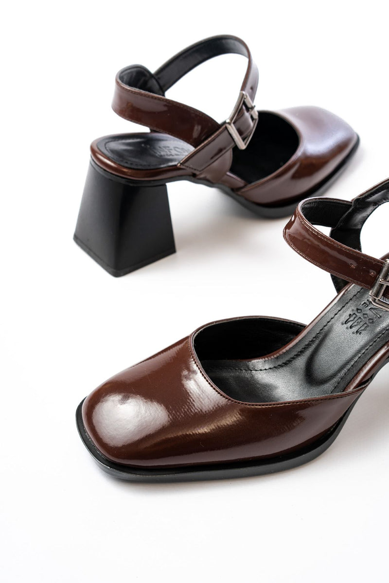 inf-40450Escarpins Femme Vernis à Talon et Bride Arrière