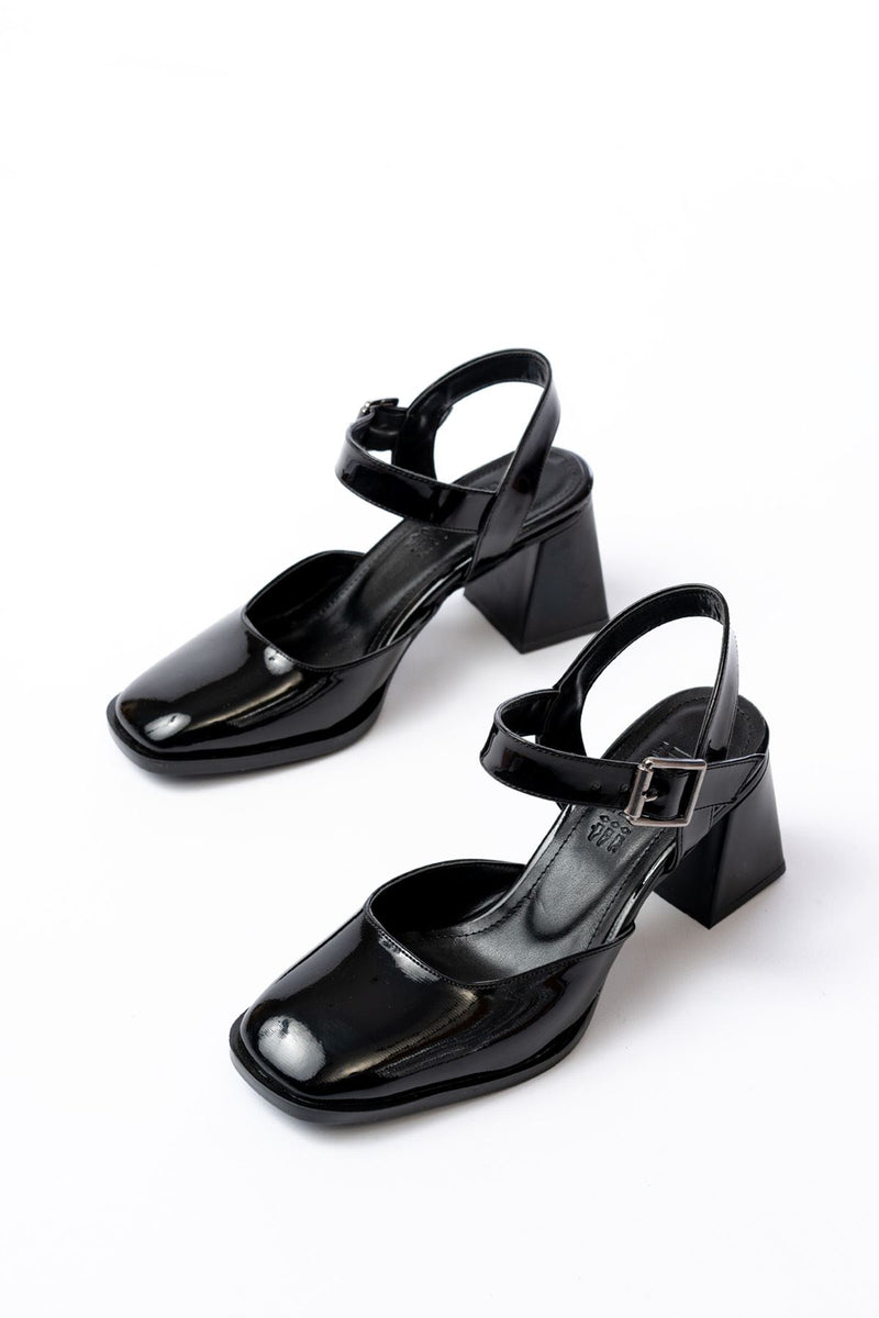 inf-40450Escarpins Femme Vernis à Talon et Bride Arrière
