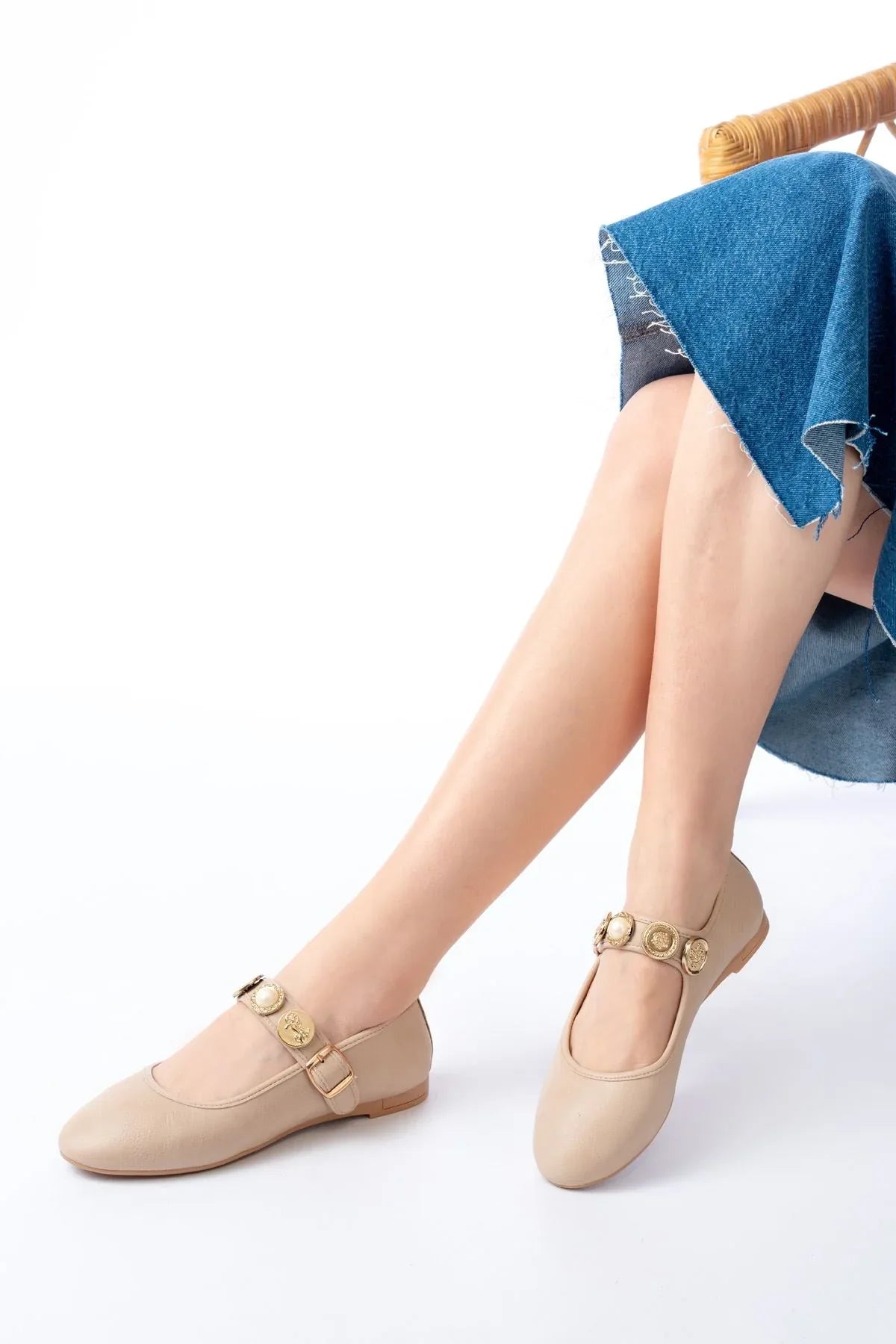 inf-6363Chaussures femme plates avec bride et boucle - Justyol
