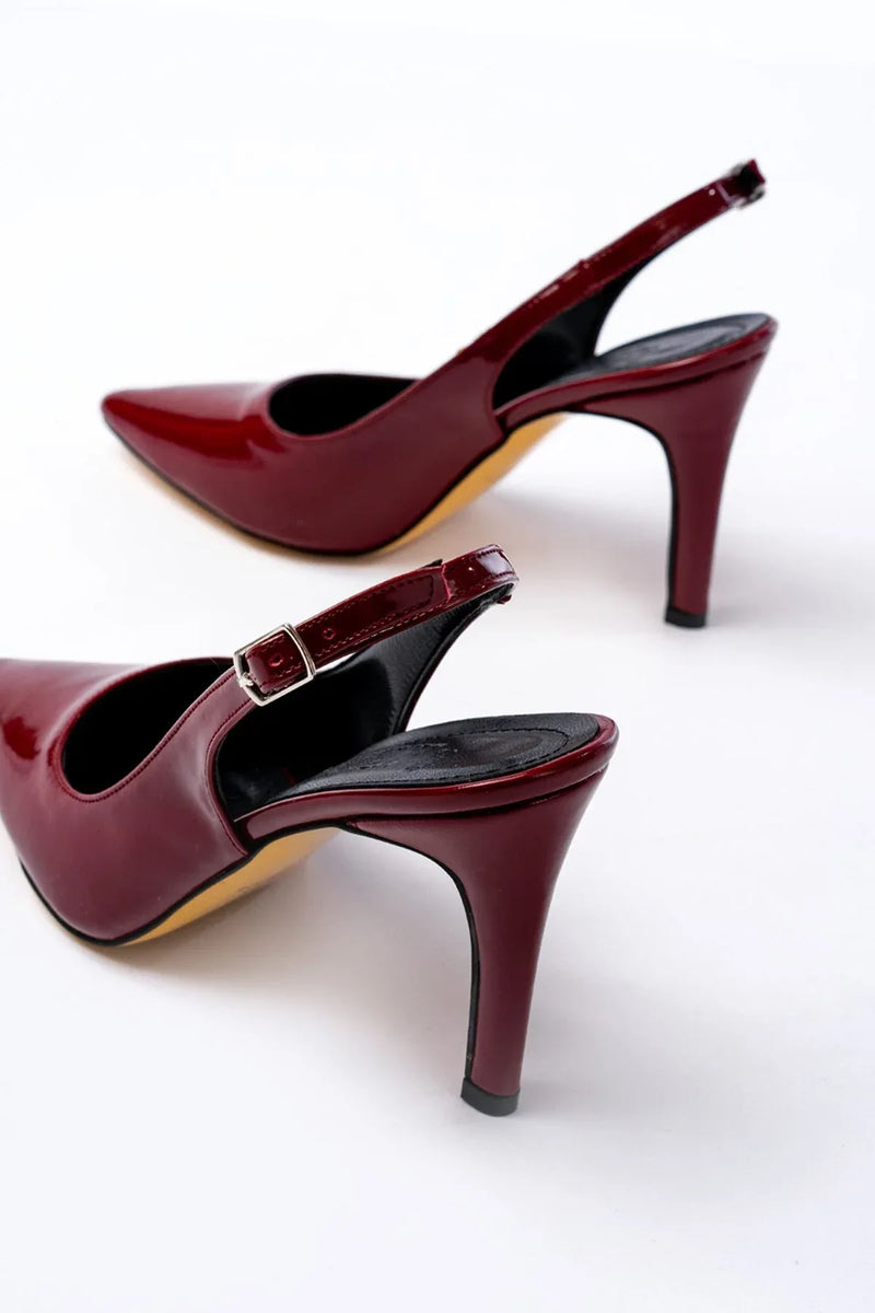 st-1153Escarpins femme vernies à talon 9 cm avec arrière ouvert
