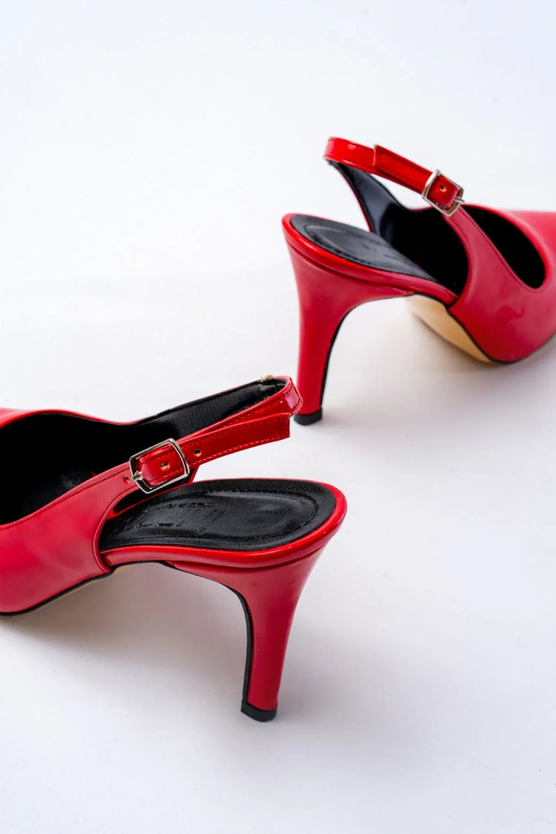 st-1153Escarpins femme vernies à talon 9 cm avec arrière ouvert