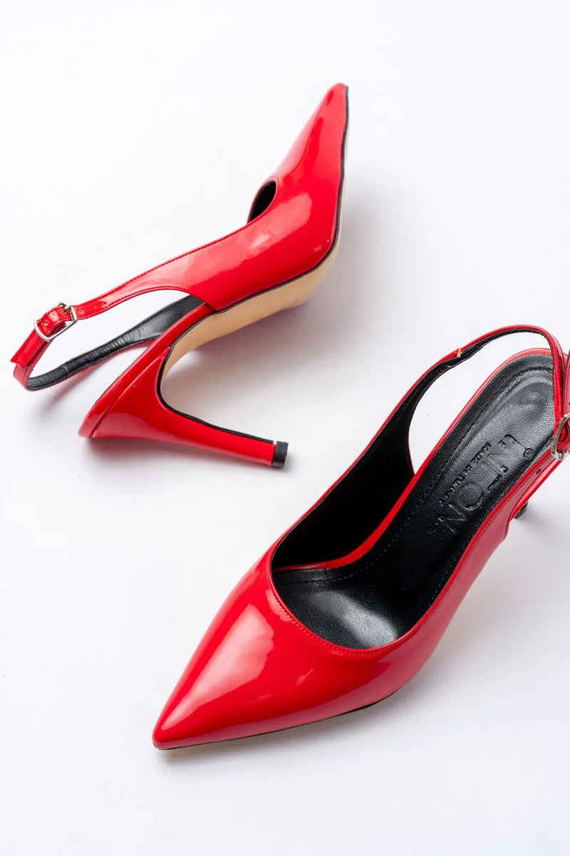 st-1153Escarpins femme vernies à talon 9 cm avec arrière ouvert