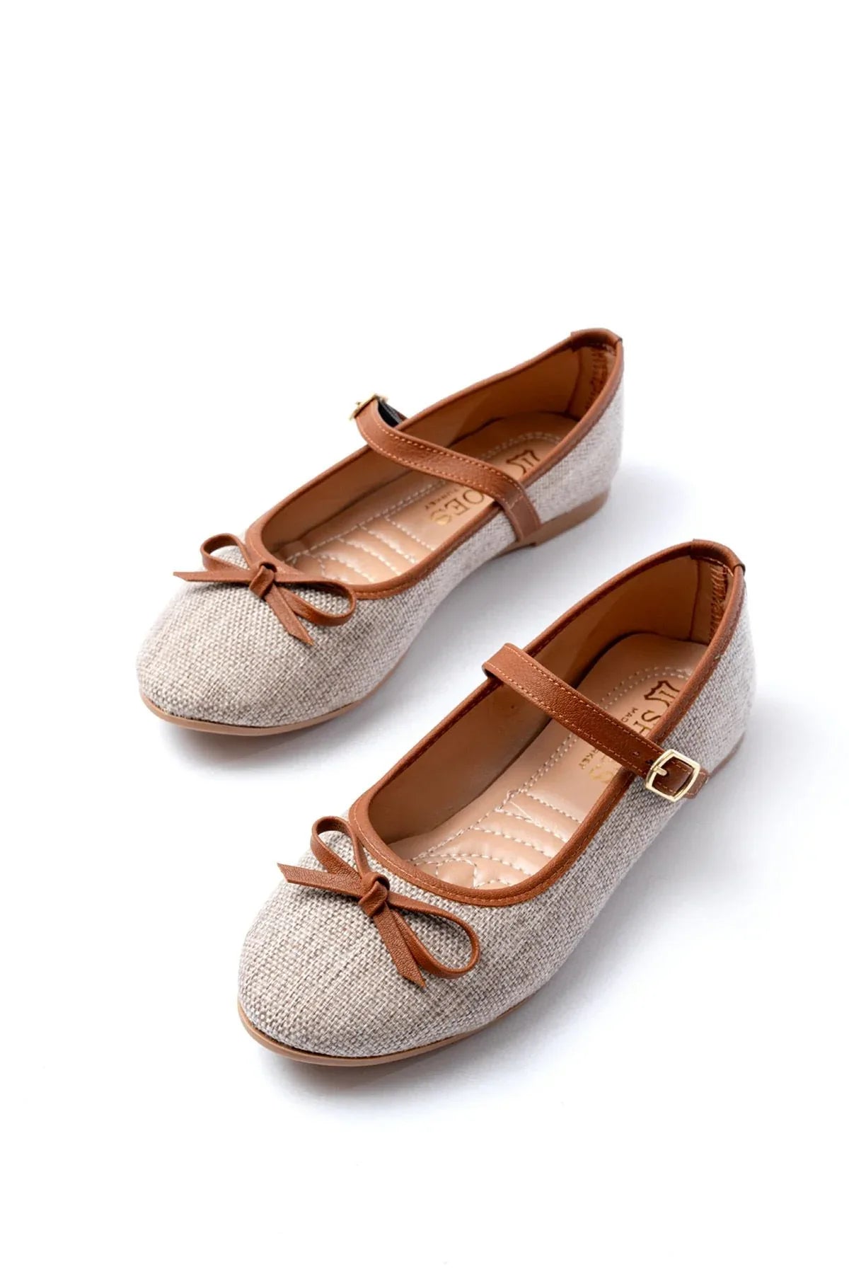 6321 Ballerines femme en tissu effet lin avec bride et boucle - Justyol