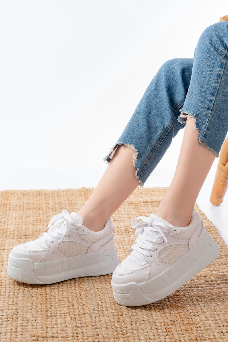 sp-190Baskets Femme à Plateforme en Maille