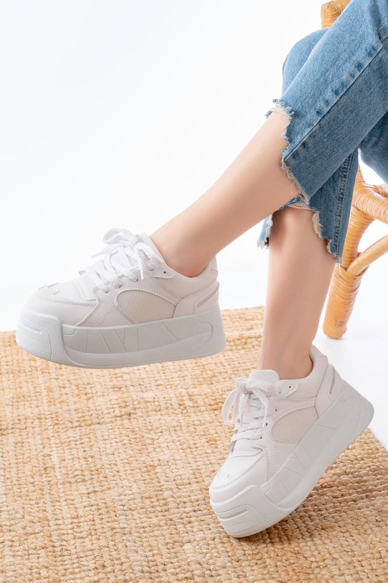 sp-190Baskets Femme à Plateforme en Maille