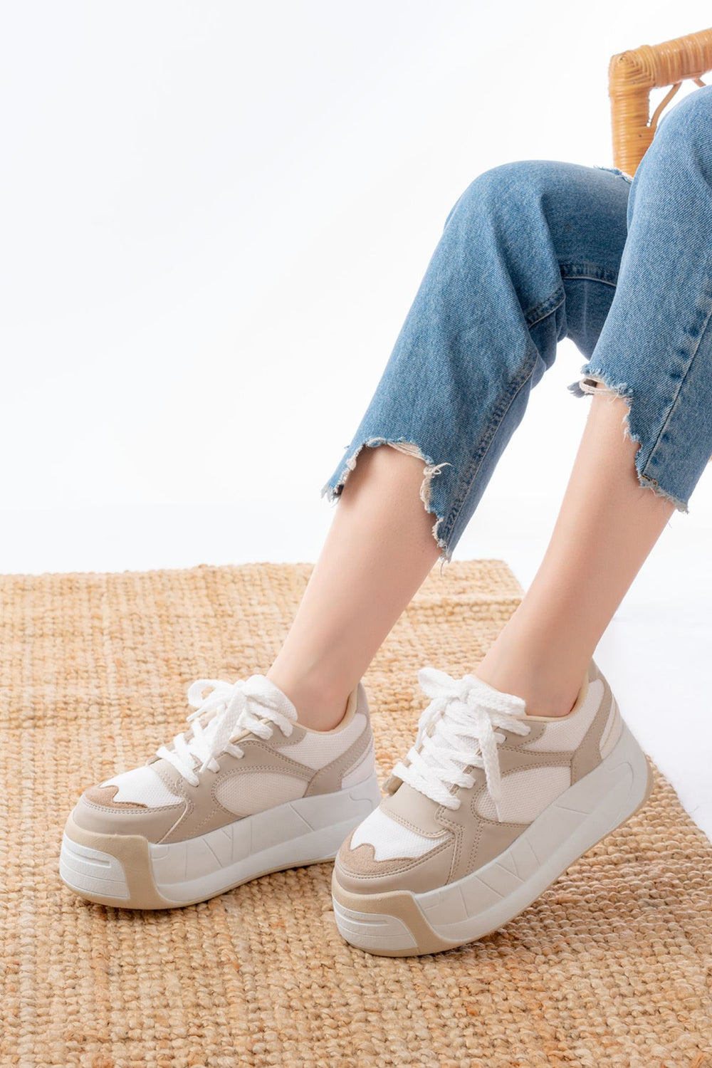 sp-190Baskets Femme à Plateforme en Maille