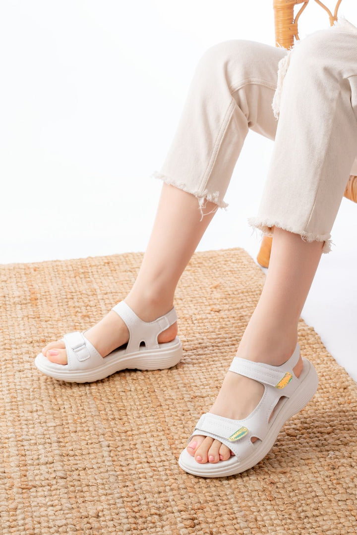 dm-363Sandales Femme à Scratch Confort