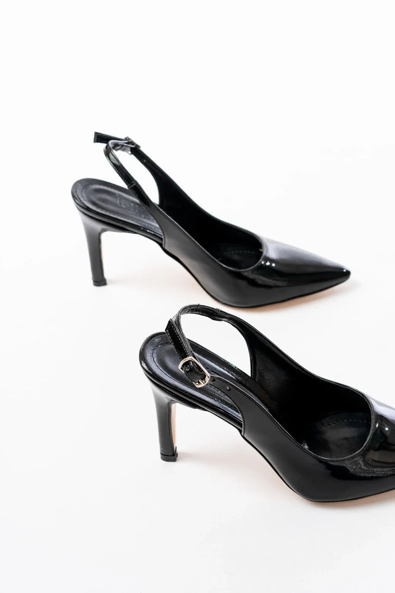 st-1153Escarpins femme vernies à talon 9 cm avec arrière ouvert